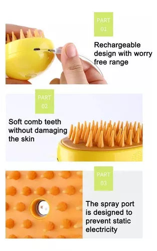 Cepillo Para Mascotas 3 En 1 de Vapor